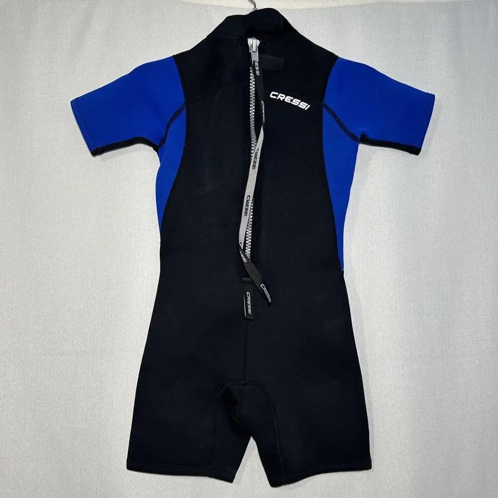 Cressi Med X 2.5 mm shorty wetsuit in black and blue One-piece Sz Med 10-11 Yrs